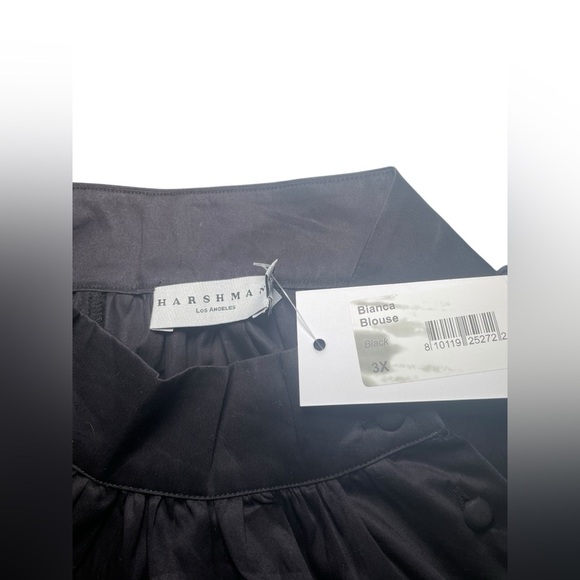 Harshman New NWT Black 100% Cotton Bianca Blouse Plus 3X - Picture 7 of 8